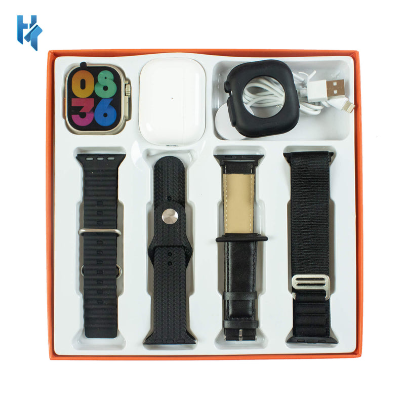 New Ultra9 Smartwatch With Airpods 2nd Gen 4 in 1 strap Combo smartwatch screw and Strap lock