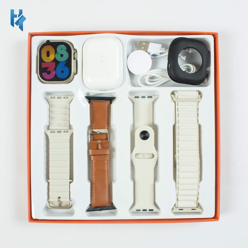 New Ultra9 Smartwatch With Airpods 2nd Gen 4 in 1 strap Combo smartwatch screw and Strap lock