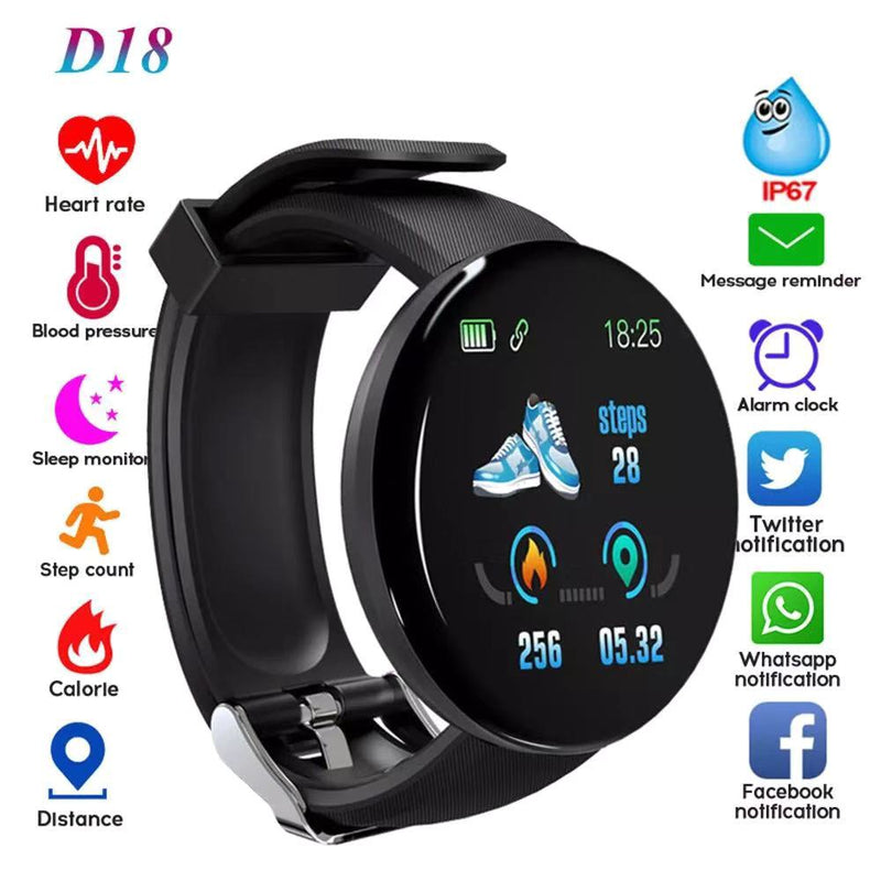 D18 Bluetooth Sport Heart Rate Fitness Tracker Waterproof Smart Watches. GsmartBD Best Online Shop.